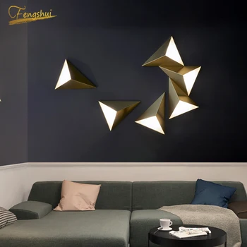 

Modern Wrought Iron Wall Lamp Lighting Nordic Triangle LED Wall Lamp Attic Bedroom Bedside Wall Lamp Mirror Front Aisle Walllamp