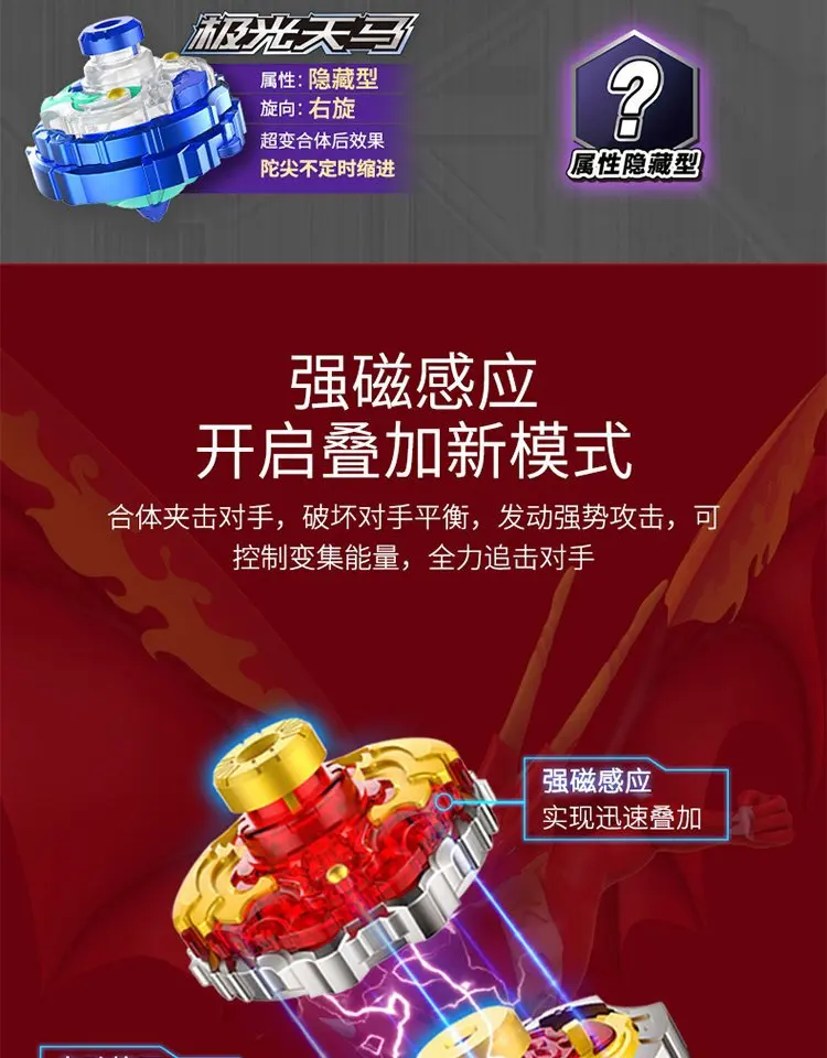 [Hypervariable War Tuo Two-Star Upgraded] набор игрушек-вертушек с магнитным гироскопом 3 Holy Flame Red Dragon Fit Spinner