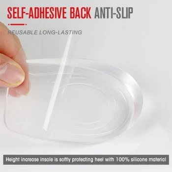 

1 Pair Gel Inner Heightening Insole Soft Elasticity Shock Absorption Decompression Heel Cushion P9