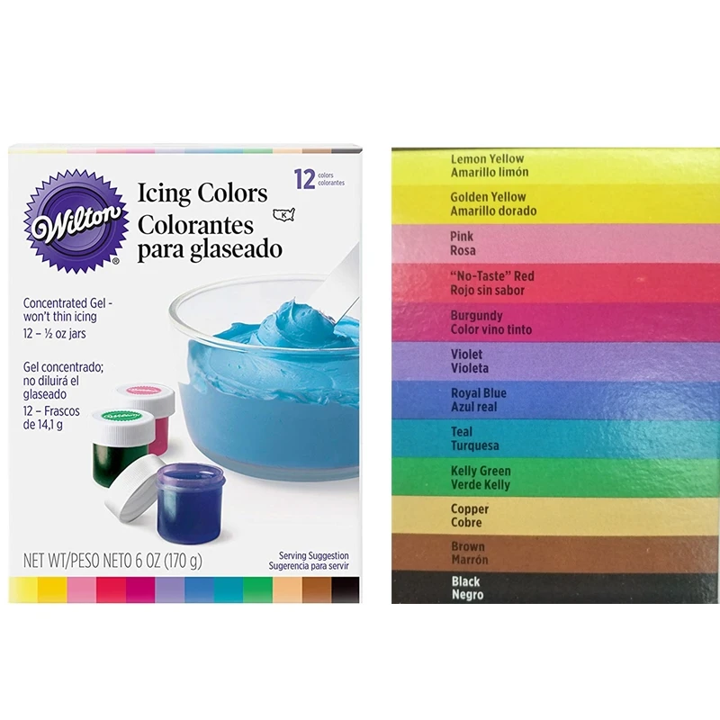 Цветная пищевая добавка Wilton 12 шт. на основе геля для глазури помадки торта