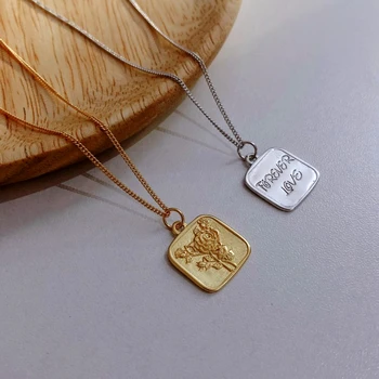 

Amaiyllis 925 sterling silver Minimalist Rose Flowers necklace Pendants 18k gold Clavicle pendants necklace For Lovers Jewelry