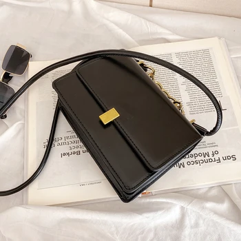 

с доставкой contracted Leather Shoulder Bags for Women 2021 Winter Trend Hand Bag Women's Branded Trending Luxury Handbags