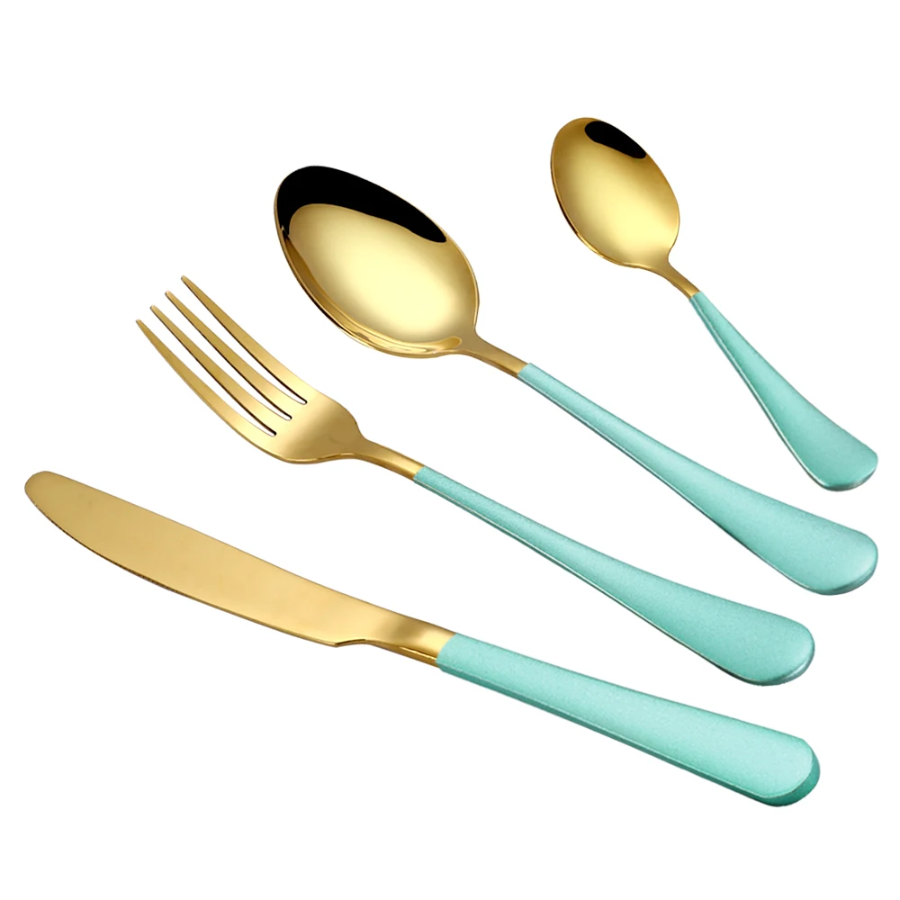 

Tablewellware Stainless Steel Gold Cutlery Set Forks Knives Spoons Kitchen Tableware Spoon Set Dinnerware Set Eco Friendly 2020