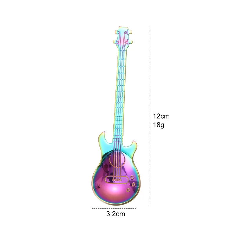 

Stainless Lovely Cartoon Guitar Milk Spoon Coffee Ice Cream Teaspoon 12*3.2cm
