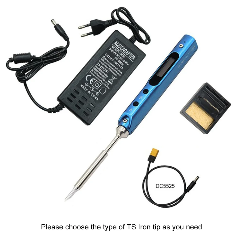 electric soldering irons SQ001-TS100 mini portable smart electric soldering iron STM32 processor adjustable temperature with DC power supply welding tool hot stapler plastic welder Welding Equipment