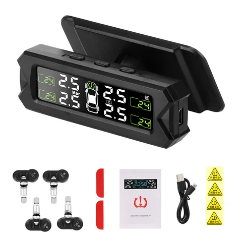 Power TPMS Car Tire Pressure Monitoring System Save Fuel Temperature Warning Tyre Pressure Sensor Auto Security Alarm