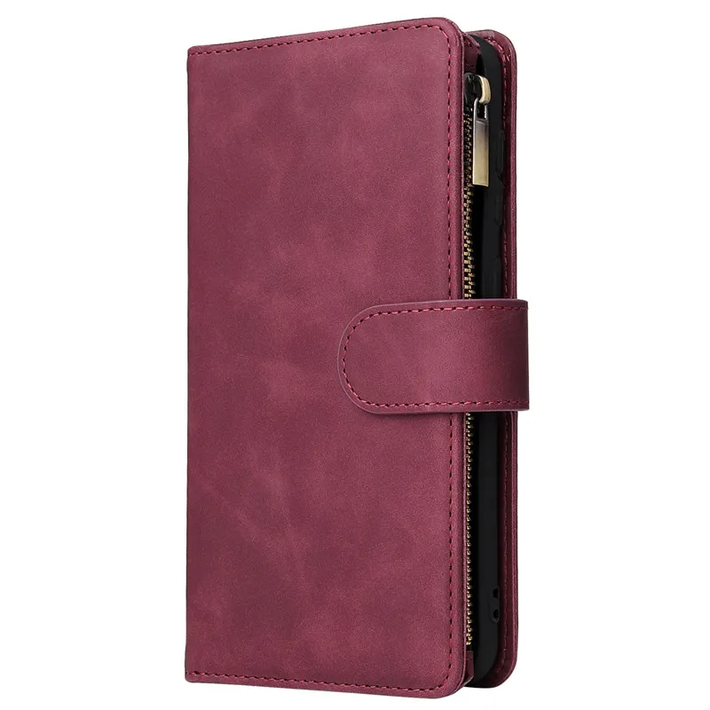 Luxury Leather Zipper Wallet Flip Phone Cases Samsung Galaxy S10 E S9 S8 Plus A70 A50 A40 A30 A20 A10 Note 9 10 Case Cover Phone Case03
