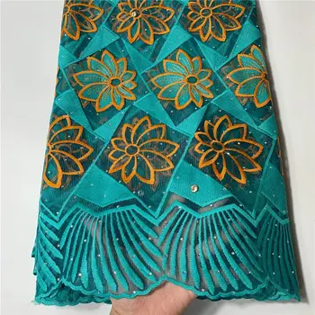 

5yards/lot White Net Lace High Quality Nigerian French Beads Lace African Lace Fabric For Party Dress Free Shipping