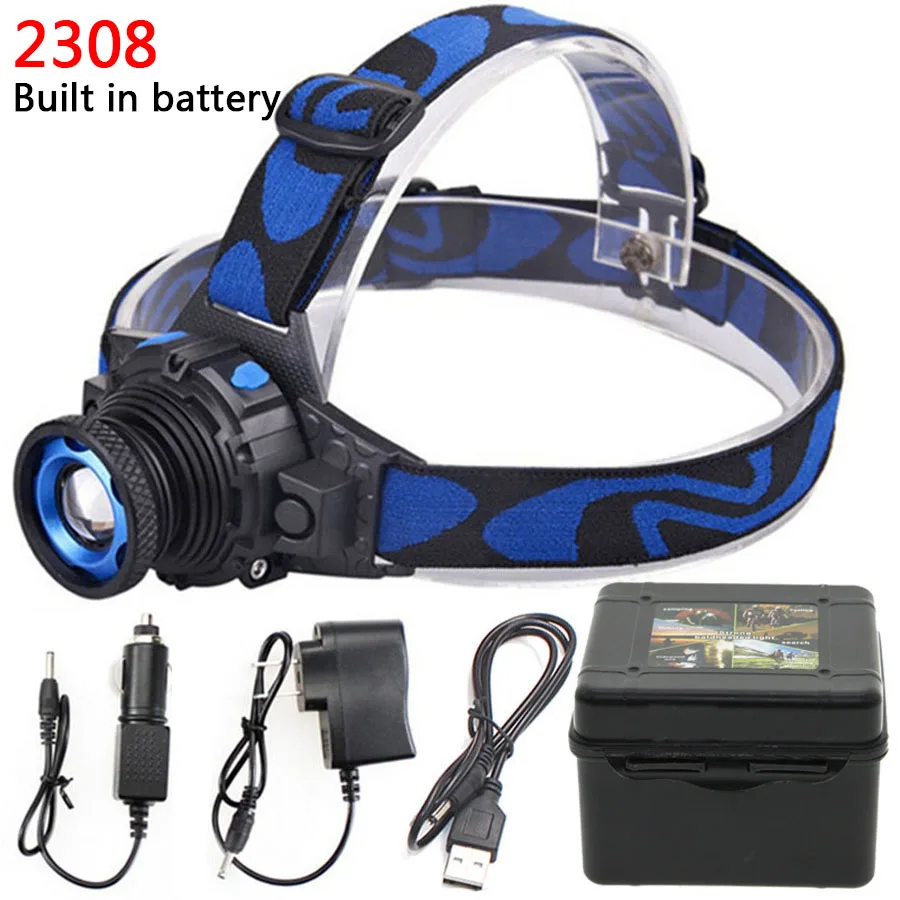 Litwod Z30 2308 Q5 светодиодный яркий налобный фонарь головной свет налобный светодиодный фонарик Встроенный перезаряжаемый аккумулятор Головной фонарь масштабируемый - Испускаемый цвет: C