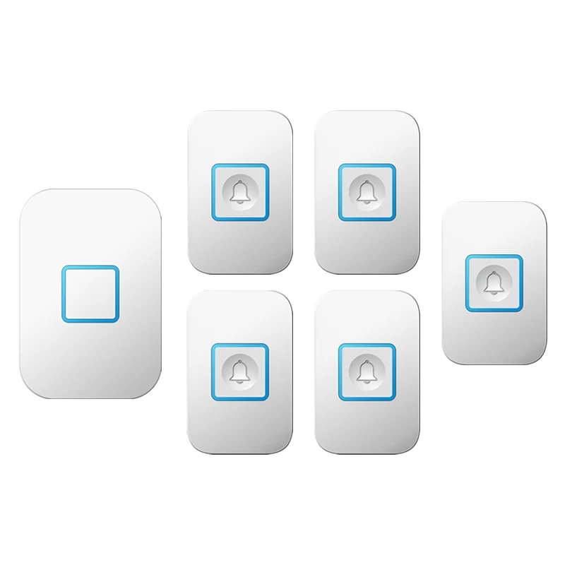 5 button 1 receiver Умный беспроводной водонепроницаемый дверной звонок кольцо 3 кнопки 1 приемник США ЕС Великобритания AU Plug 300 м удаленный светодиодный домашний звонок - Цвет: 5 button 1 receiver