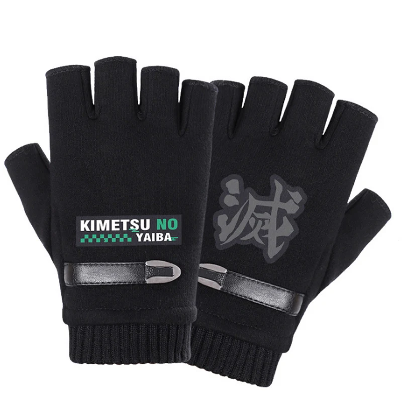 Аниме Demon Slayer Kimetsu No Yaiba Tanjiro Kamado косплей костюм аксессуары черные зимние теплые перчатки ручная одежда для женщин CS016