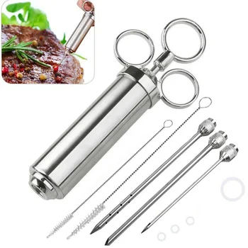 

Stainless Steel Turkey Marinade Injector Needles Cleaning Brushes Kits Kitchen Food Flavor BBQ Grill Smoker Seasoning Injector