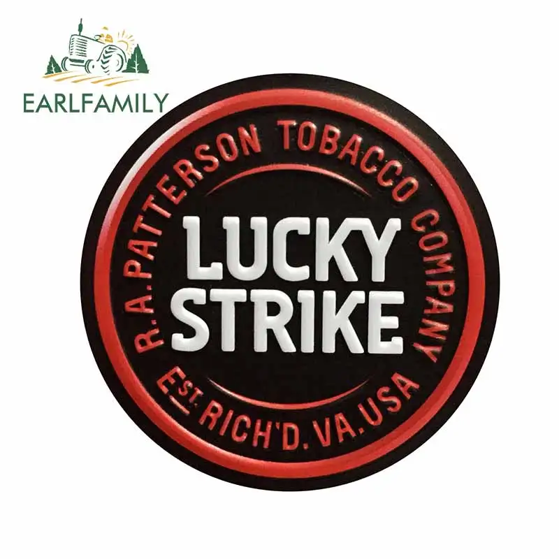 

EARLFAMILY 13cm X 12.9cm for LUCKY STRIKE Badge Car Sticker Motorcycle Door Computer Decals Waterproof Laptop Computer