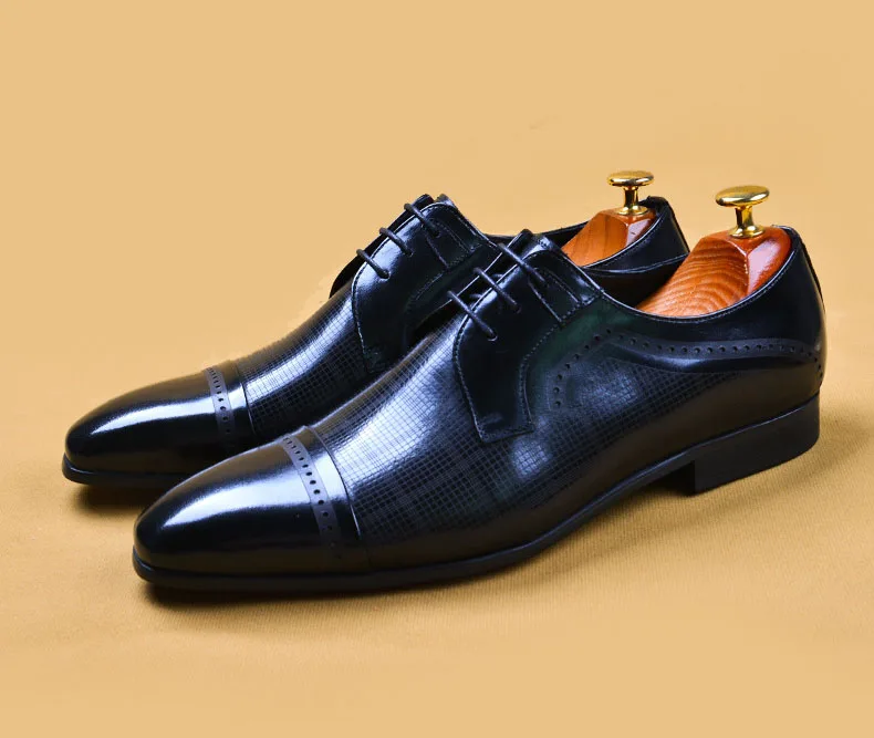 QYFCIOUFU/итальянские брендовые Мужские модельные туфли из натуральной кожи в деловом стиле; свадебные деловые туфли-оксфорды в стиле ретро для мужчин; деловая обувь на шнуровке