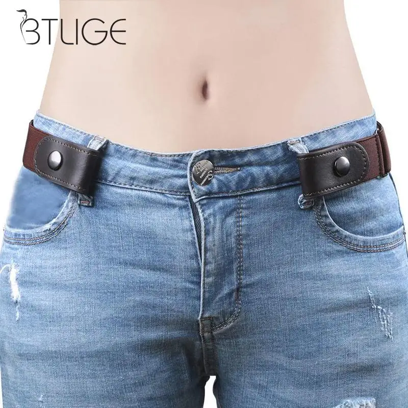 

2019 Belt For Women Buckle-free Elastic Belt For Jeans Pants Dress Men Stretch Waist Belt Without Buckle Free Belts