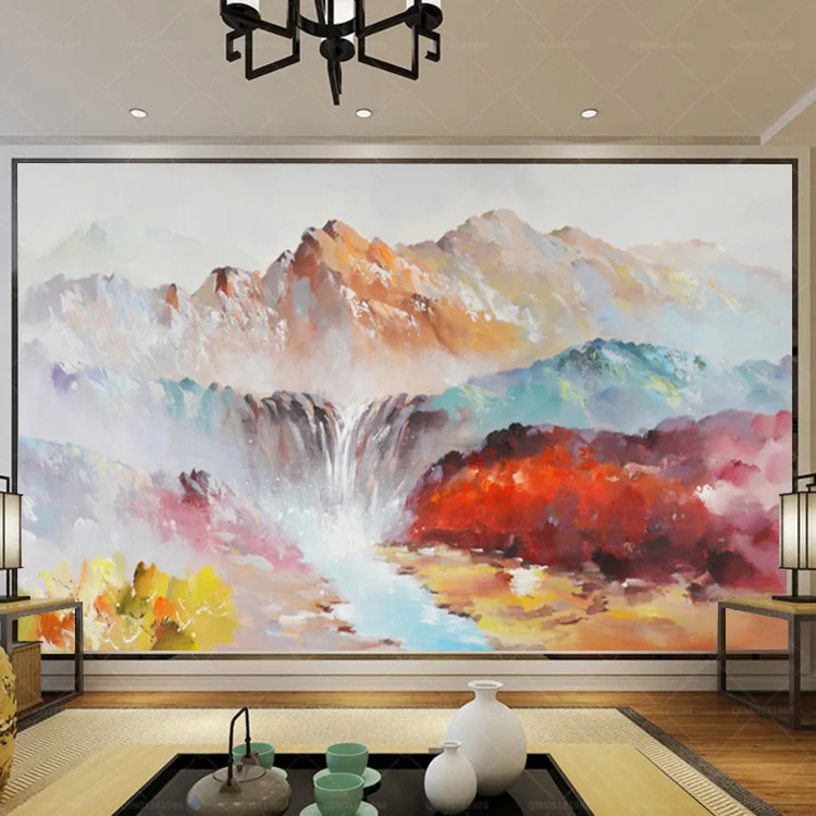 Сцена гор приятный Новый китайский стиль огромный высокой четкости картина маслом Художественный фон настенная гостиная горизонтальный