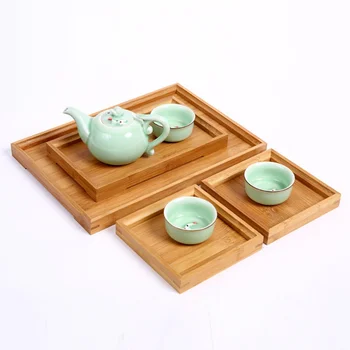 

Japanese Bamboo Square Food Tray Solid Wood Tea Set Tray Home Breakfast Tray Cake Tray Flower Pot Bonsai Gardening Holders Hot