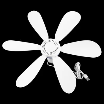 

Silent 6 Leaves USB Powered Ceiling Canopy Fan with Remote Control Timing 4 Speed Hanging Fan for Camping Bed Tent