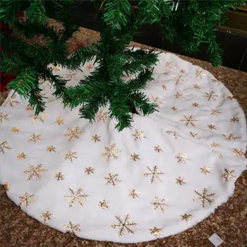 

90/127cm New Design White Plush Snowflake Sequel Tree Skirt Christmas Decoration