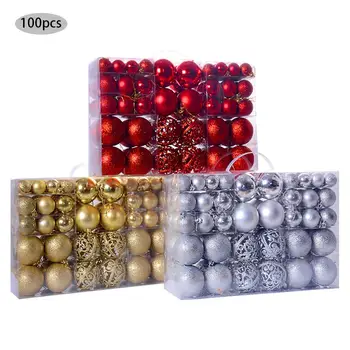 

100Pcs/Box Christmas Ball Box Set Available Lightweight Holiday Christmas Tree Ornament Decorations Christmas Decorations