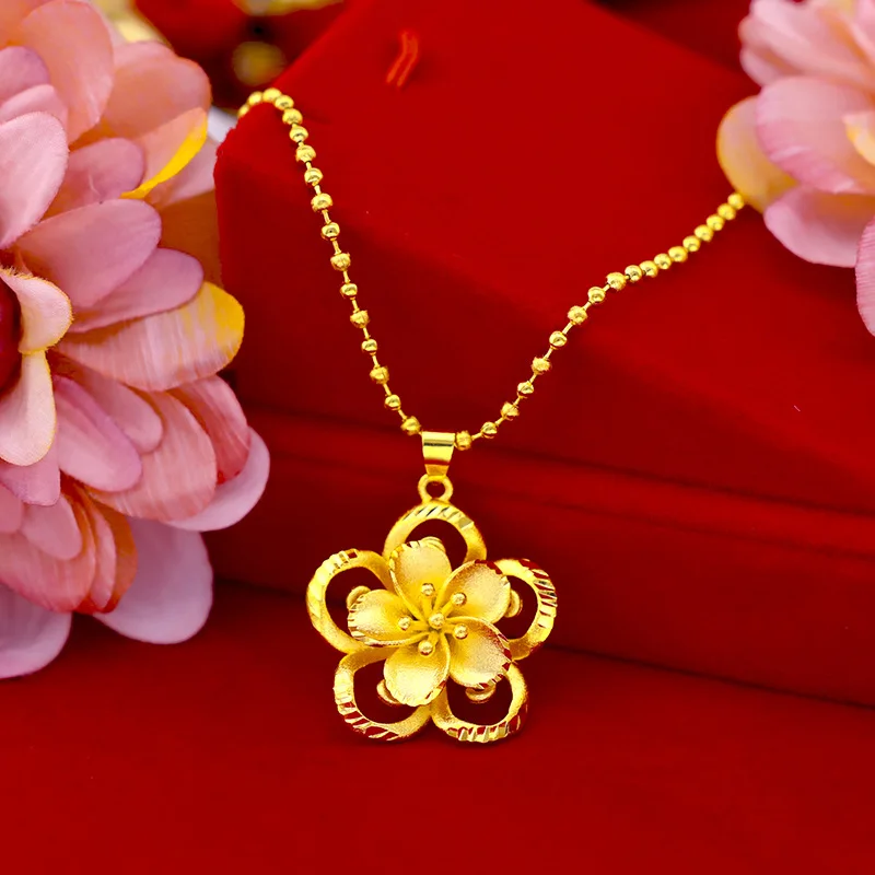 999-Pure-Gold-Sunflower-Pendant-Sun-Flower-3D-Hard-Gold-18K-Gold-AU750 ...