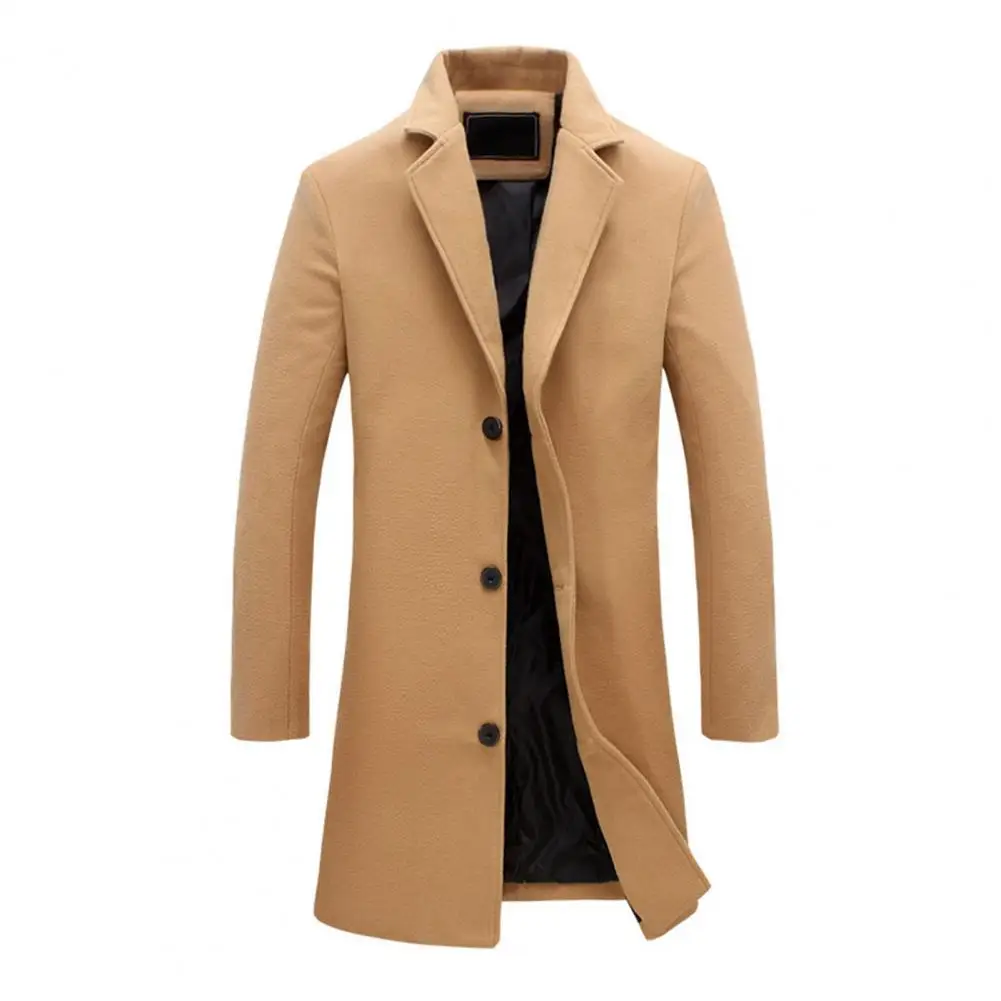 

Decorative Men Jacket Easy Match Polyester Single Breasted Men Overcoat for Winter