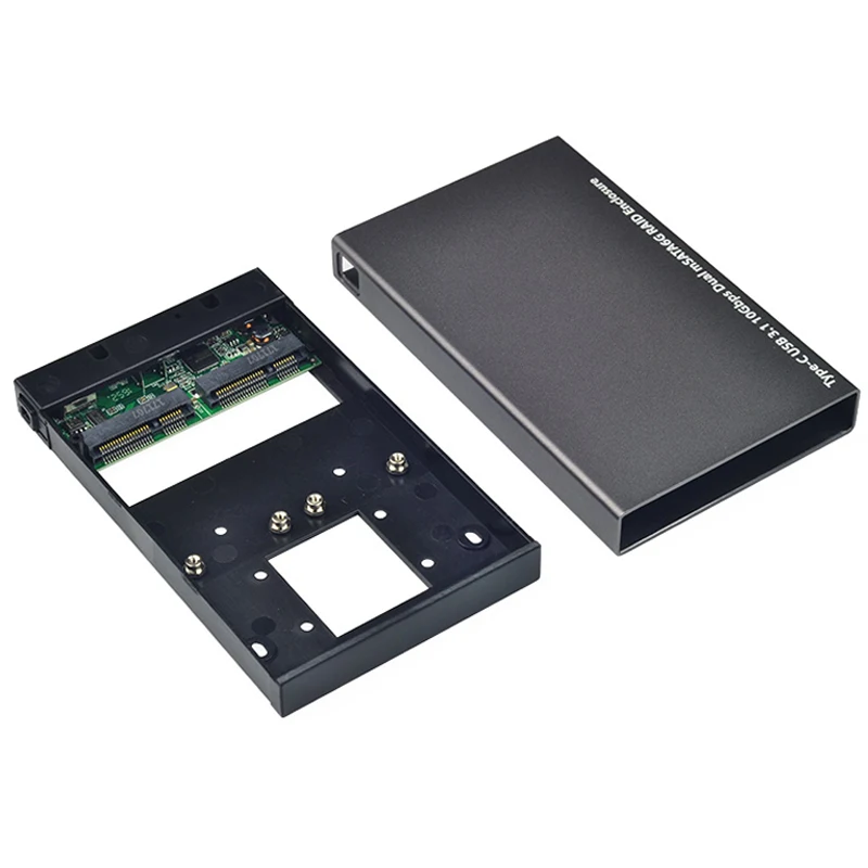  Tipo C a 2 mSATA 30 portátil móvil HDD caja SSD tipo C a USB 31 Gen2 10Gbps Dual mSATA RAID adaptad