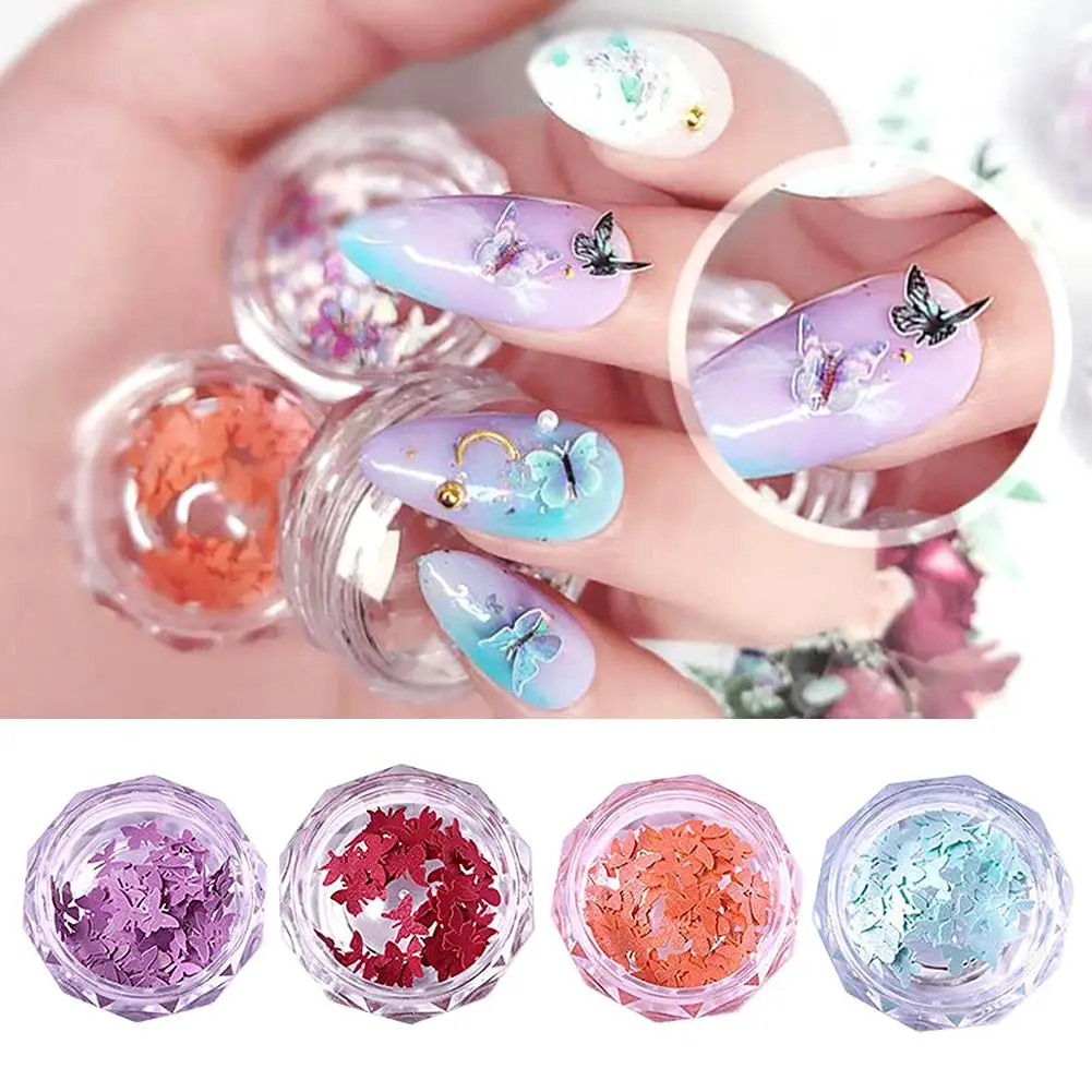 DIY Manicure Decoration Simulation Mini Butterfly Nail Art Sticker Foils Series Pink Blue Paper | Красота и здоровье