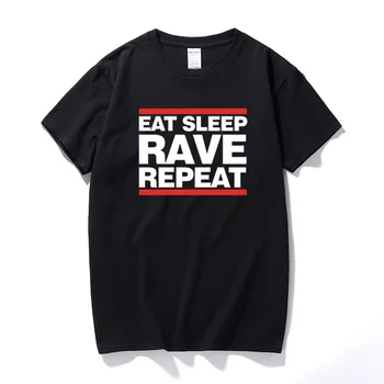 

Eat Sleep Rave Repeat Cotton T-Shirt DJ Dance HTID Hardcore Acid Ibiza Magaluf cotton short sleeve t shirt top camiseta