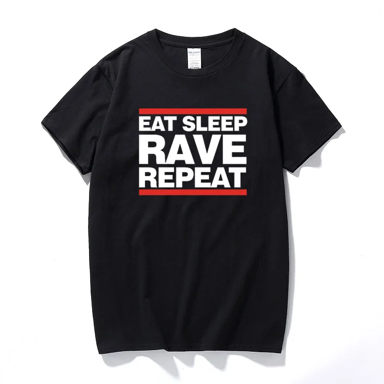 Хлопковая футболка с принтом Eat Sleep Rave Repeat хлопковая короткими рукавами для