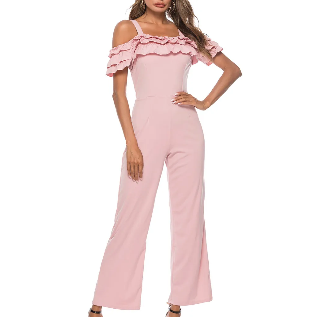 Womail прочная перевязь Jumosuit женские сексуальные однотонные с открытыми плечами без рукавов с вырезом лодочкой Летние повседневные Комбинезоны элегантный комбинезон