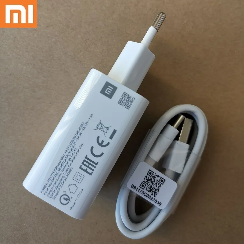 

Original xiaomi fast wall charger 18W QC 3.0 fast charger adapter USB data cable for MI 9 SE 8 6 mix 2 2S 3 redmi note 7 8 pro