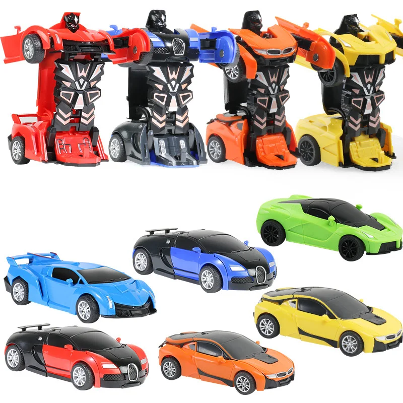 

12-13cm Transformation Robot Kit Toys 2 in 1 one Step Deformation Optimus Hornets Police Model Vehicle Boy Toy Car