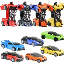 12-13 centímetros Transformação Robot Brinquedos Kit 2 em 1 um Passo Deformação Optimus Hornets Polícia Veículo Modelo de Carro de Brinquedo Do Menino