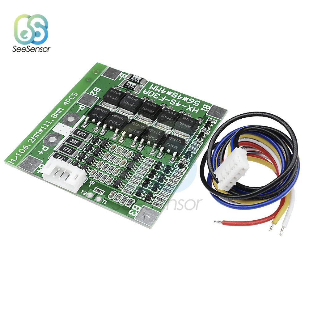 4S 30A 14,8 V литий-ионный аккумулятор 18650 зарядное устройство PCB плата защиты BMS с балансом с кабелем