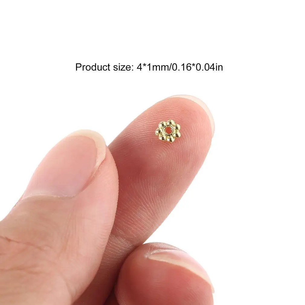 500 шт антикварные золотые цветные металлические бусины 4 мм DIY JewelSQ