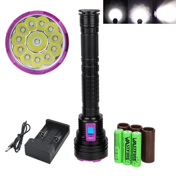 

5000LM 12X XM-L T6 LED Diving Flashlight Hunting Light Lantern with 3x 26650 Battery +Charger