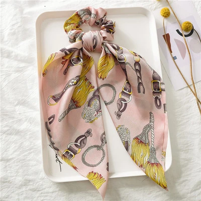 Конский хвост лента с цветочным принтом резинки для волос для женщин эластичные резинки для волос ленты бант шарф для волос Веревка галстуки модные аксессуары для волос - Цвет: New Handmade