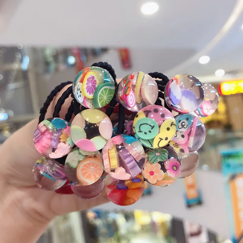 16 Pcs Cute Girl Sequin Acrylic Material Ball Design Elastic Band Colorful Fashion Hair Accessory NEWST Holder Headbands