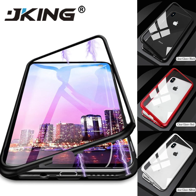 Металлический магнитный адсорбционный стеклянный чехол для iphone XR X XS 7 8 Plus 6 6S 11 Pro