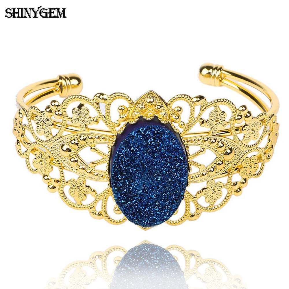ShinyGem классические роскошные полые цветочные короны золотые бриллианты овальные
