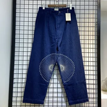 

Embroidery Pattern KAPITAL Cargo Men Women Trousers Navy blue KAPITAL Denim Pants men dress pants