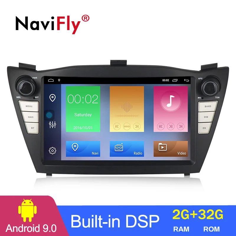 Navifly 8 дюймов DSP авто gps навигация Android 9 автомобильный Радио мультимедийный плеер для hyundai IX35 Tucson 2009