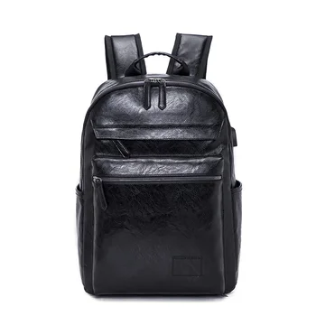 

Mochila classic zipper men and women portable backpack fashion retro pu bag light travel large capacity backpack