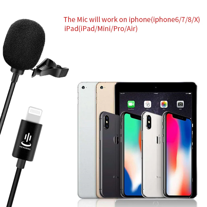 Профессиональный петличный микрофон 1 5 м 3 6 кабель для iPhone XS XR X 11 8/8 Plus 6/7