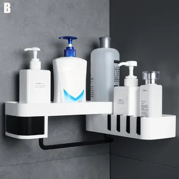 

Punch-free Storage Shelf Rack Bathroom Seamless Rotating Rack Double Layer Racks Holder QP2