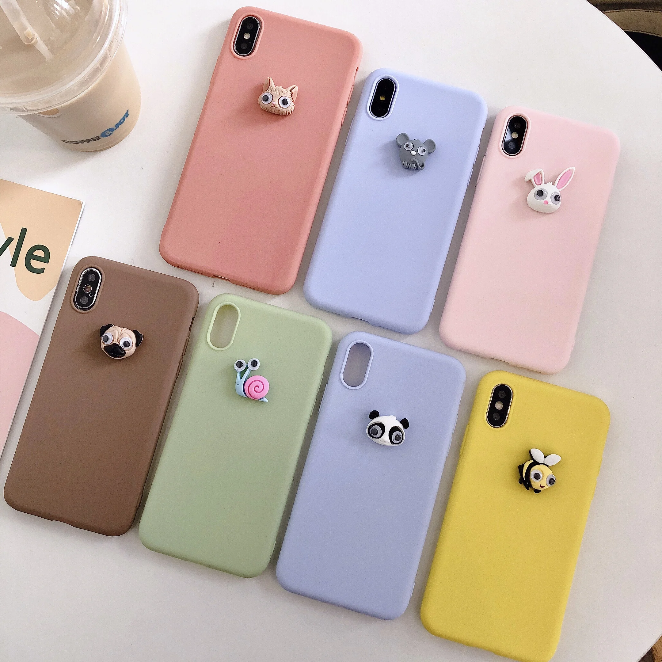 3D Cute Pig Dog Panda Bear DIY Case For Samsung A50 A70 A40 A20 A60 A80 Pizza Burger Cake Cover For Galaxy M10 M20 M30 Soft Case