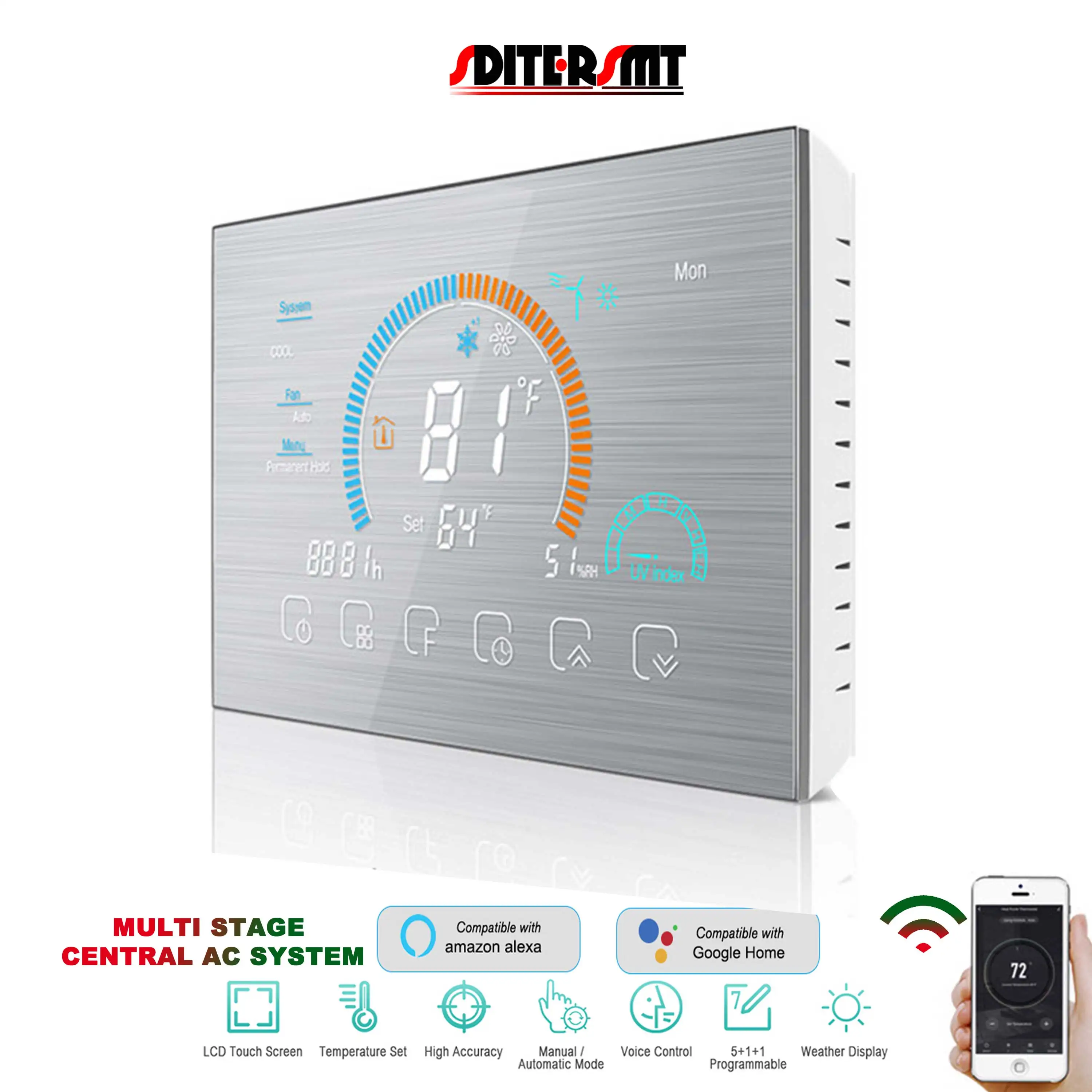 Upgraded Non Programmable Thermostats for Home 1 Heat/1 Cool, with  Temperature & Humidity Monitor and Large Green LCD