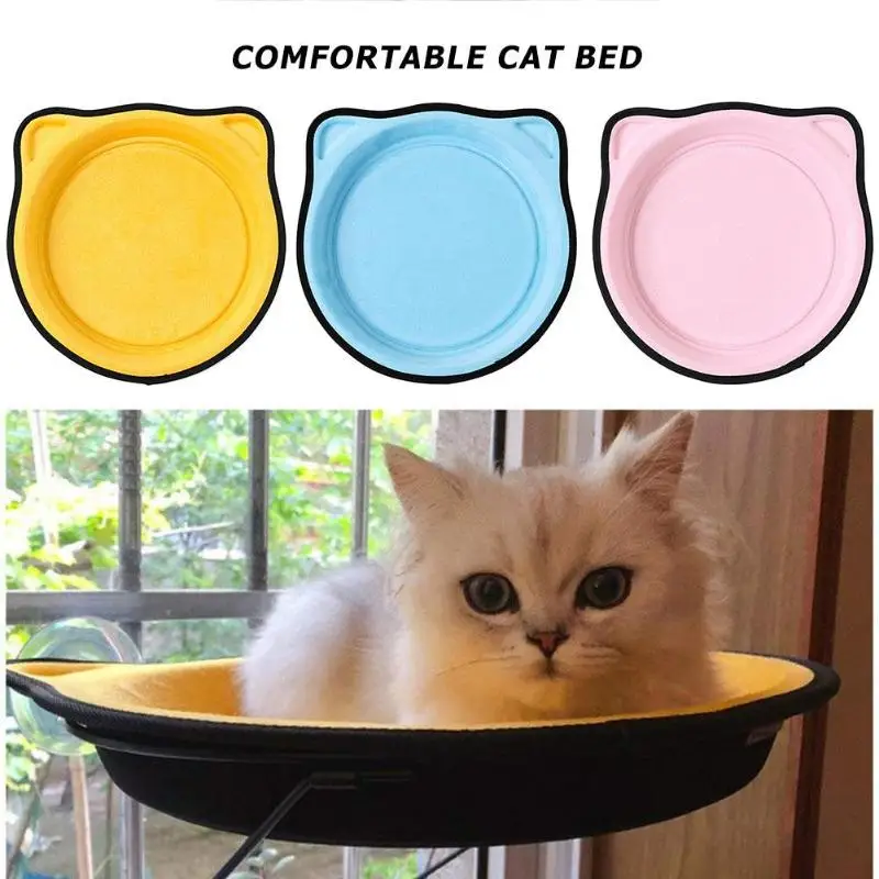 

Cat Hanging Beds Window Mount Hammock Climbing and Recording Soft Comfortable Pets Kitten Rest House Yellow/Blue/Pink 37x37cm