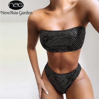 

NewAsia Sequined Bikini 2020 Push-Up Padded Swimwear Women Sexy Two Piece Swimsuit Casual Skinny Bikini High Waist Beachwear Set